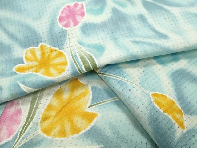 平和屋着物∴夏物　浴衣　チューリップ　綿　逸品　CABG4074gh