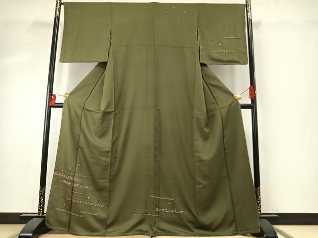 平和屋着物●訪問着 幾何学霞文 金糸 正絹 逸品 AABE1780fy