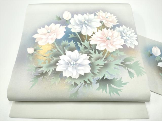 Rakuten - 平和屋着物●九寸名古屋帯　枝花文　金彩　正絹　逸品　CABG6224hy