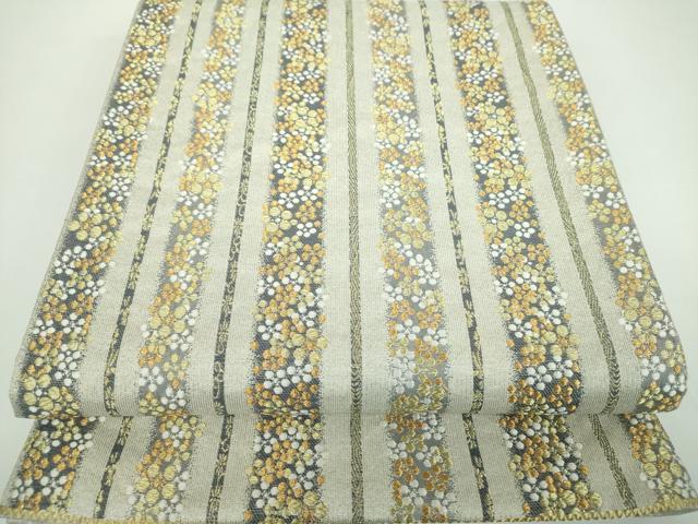 平和屋着物●西陣　橋本テル織物謹製　六通柄袋帯　箔テープ綴織　梅づくし文　金銀糸　証紙付き　正絹　逸品　DABB4462ps