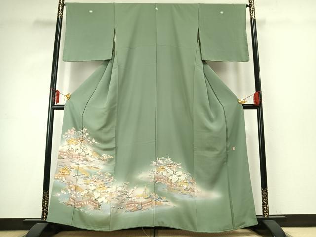 平和屋着物●豪華色留袖　友禅　作家物　風景花文　暈し染め　金銀彩　正絹　逸品　未使用　AABE1972fy