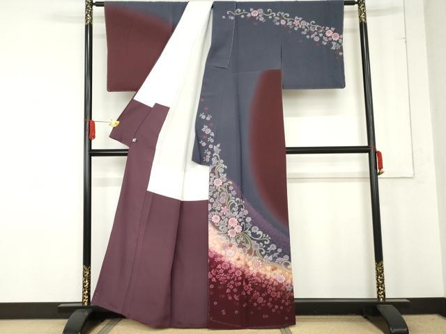 平和屋着物●訪問着　花唐草文　暈し染め　金彩　正絹　逸品　未使用　AABE2872cs
