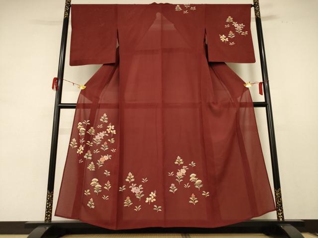 Rakuten - 平和屋着物＊夏物　訪問着　絽　草花文　正絹　逸品　AABE2681jd