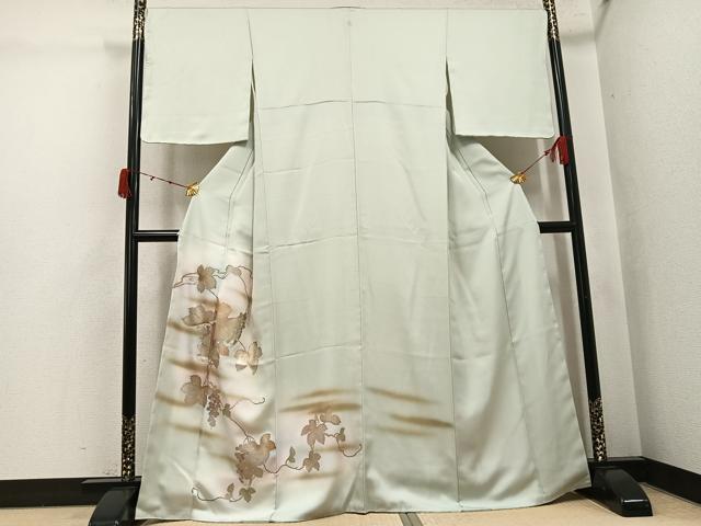 平和屋着物●訪問着　葡萄蔦の葉文　暈し染め　金彩　正絹　逸品　未使用　AABJ8497ph