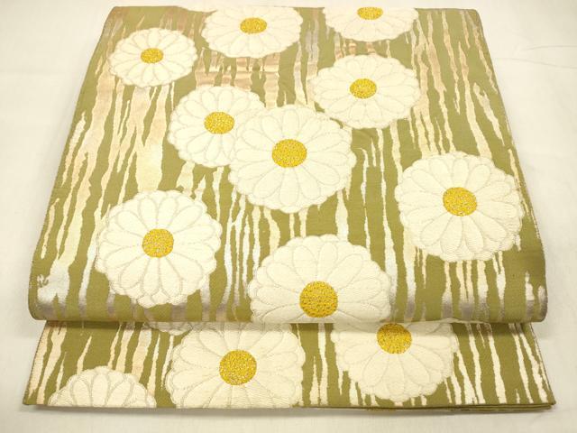 平和屋着物●六通柄 本袋帯 唐織 舞花文 金銀糸 正絹 逸品 DABA0659cm