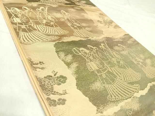 平和屋の平和屋着物◎六通柄袋帯 人物文 金糸 正絹 逸品 AABJ0283yx｜アングル2