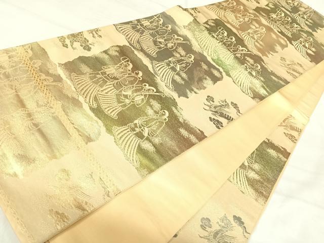 平和屋の平和屋着物◎六通柄袋帯 人物文 金糸 正絹 逸品 AABJ0283yx｜アングル3