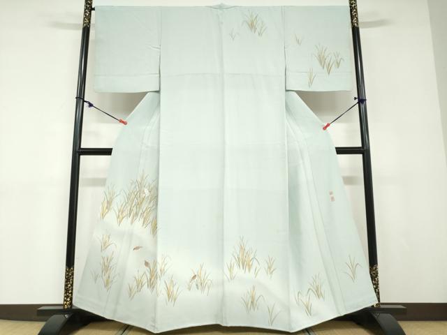 平和屋着物●京加賀友禅　百貫達雄　訪問着　秋草文　雀　正絹　逸品　DABD9096ud