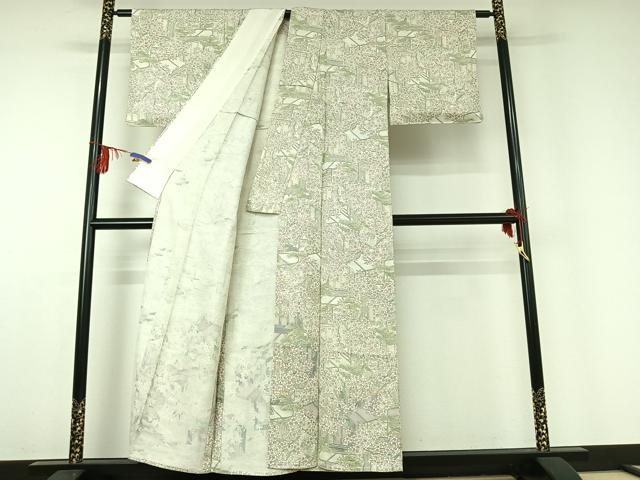 平和屋の平和屋着物▽上質な小紋 単衣 手描き 御所車花文 正絹 逸品 AABD9456jh｜アングル3