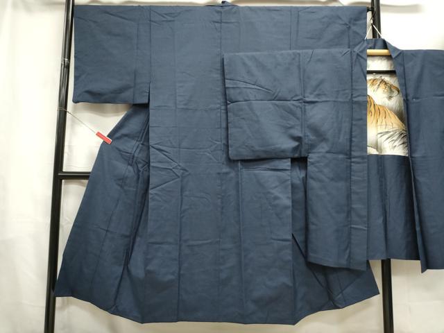 平和屋着物■男性 紬 アンサンブル 長羽織 100亀甲 総詰め 正絹 逸品 DAAY6492ea