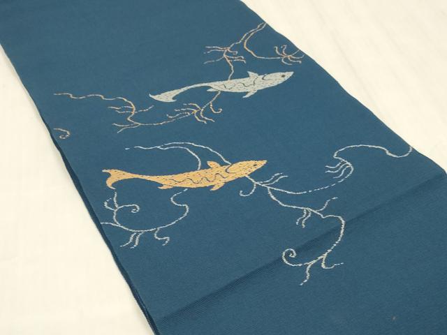 平和屋着物＊夏物　龍村平蔵製　六通柄　本袋帯　もうを　金銀糸　正絹　逸品　DABD6696cm