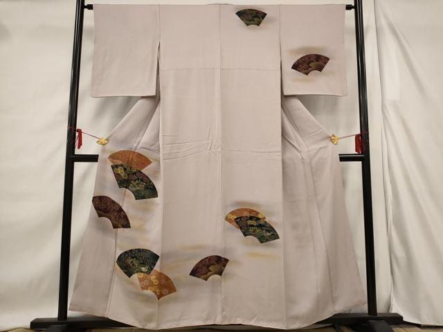 Uramono - 平和屋着物■訪問着　地紙花鳥文　暈し染め　金彩　正絹　逸品　AABD6100st