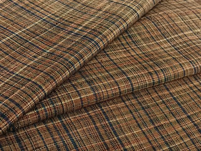 平和屋着物▽上質な紬　単衣　格子　正絹　逸品　AABE0218jh