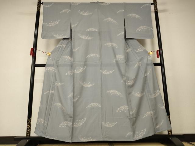 平和屋着物＊夏物　小紋　絽　舞花文　銀彩　正絹　逸品　未使用　AABE0608jd 2