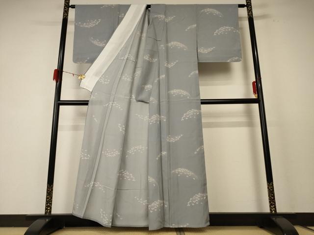 平和屋着物＊夏物　小紋　絽　舞花文　銀彩　正絹　逸品　未使用　AABE0608jd 3