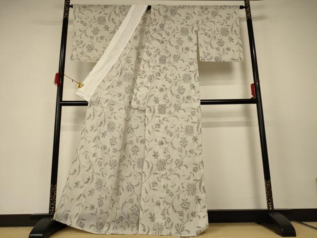 平和屋の平和屋着物＊夏物 小紋 紗 草花文 AABE0626jd｜アングル3