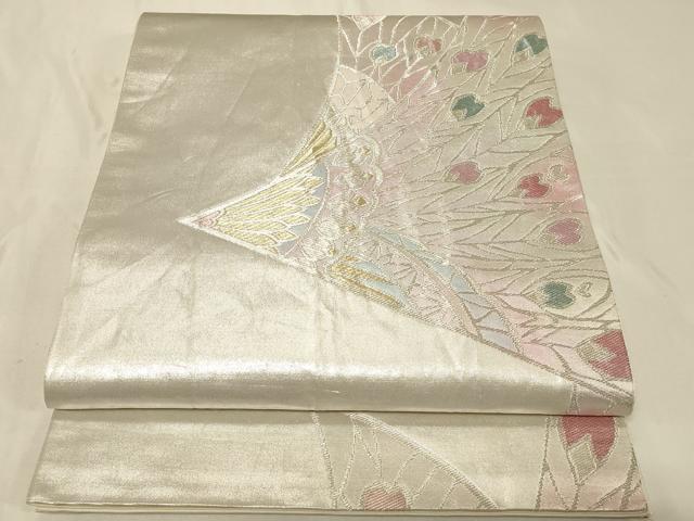 平和屋着物◎六通柄袋帯　孔雀羽文　金銀糸　引箔　正絹　逸品　CABA3108in