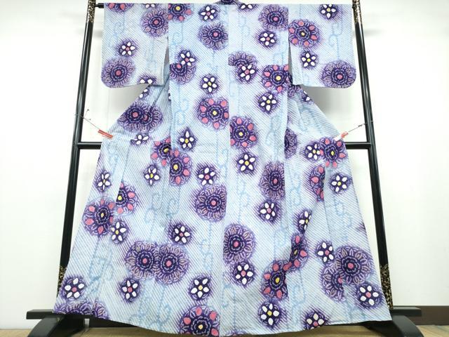 平和屋着物∴夏物　浴衣　有松鳴海絞り　正倉院花文　綿　逸品　CABB6756ng
