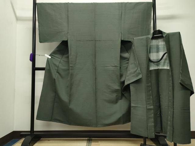 平和屋着物●男性　紬　アンサンブル　色無地　岩井茶色　正絹　逸品　未使用　CABC8093gh
