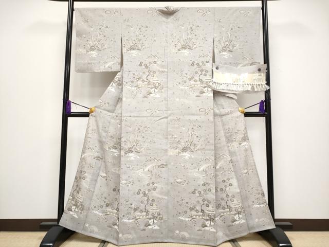 平和屋本店●極上　染織の名門　しょうざん  生紬　訪問着　人物風景文　金彩　逸品　CYAA4762s6 平和屋着物○極上 染織の名門 しょうざん 生紬 訪問着 鴛鴦籬草花文 暈