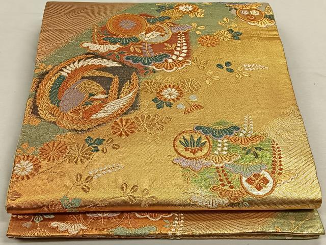 平和屋着物◎全通柄袋帯 松菊亀甲 金銀糸 正絹 逸品 CAAN3639qv