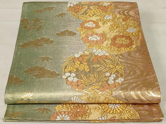 Rakuten - 平和屋着物◎六通柄袋帯　花丸文　金銀糸　正絹　逸品　AABD7462ou