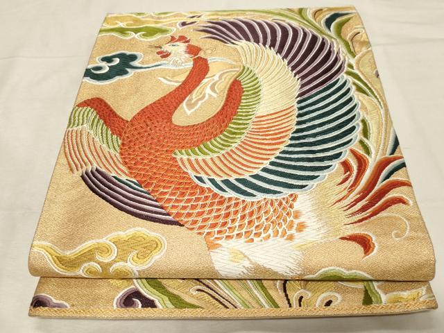 平和屋着物●六通柄袋帯 唐織 瑞鳳飛来文 金銀糸 正絹 逸品 CABB7225dy