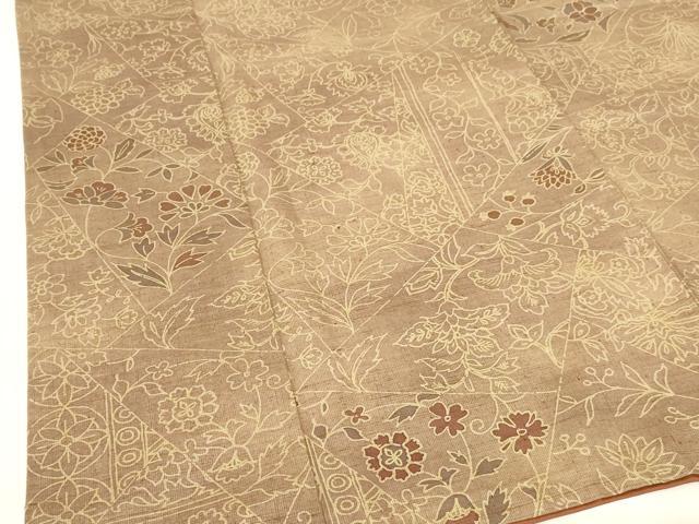 Kimono - 平和屋着物■上質な小紋　紬地　草花文　正絹　逸品　DABB3738cm