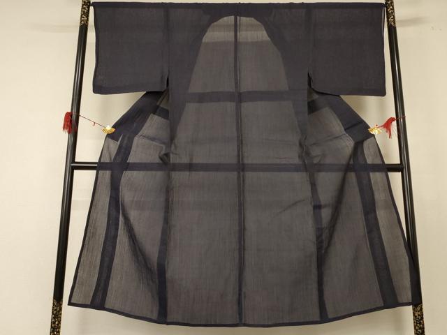 平和屋着物＊夏物 男性 本場小千谷ちぢみ 青褐色 麻 逸品 AABE4711jd