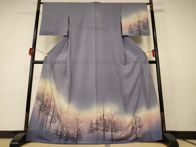 和服 - 平和屋着物＊夏物　訪問着　絽縮緬　風景文　暈し染め　ロング丈　正絹　逸品　AABE4716jd