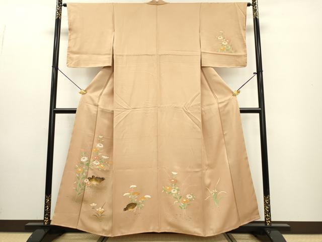 和服衬裙 - 平和屋着物■訪問着 刺繍 群鳥花文 暈し染め 金彩 正絹 逸品 DABE6964zy