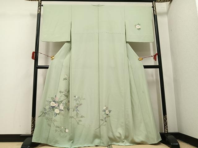 平和屋着物●訪問着　友禅　作家物　枝花文　正絹　逸品　AABJ1276ph