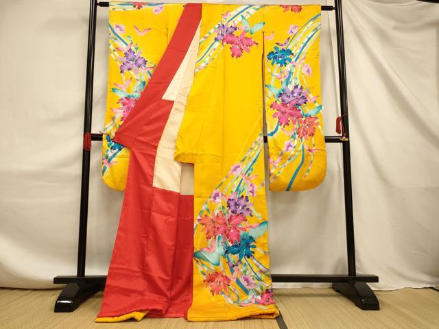 平和屋の平和屋本店●お引きずり・お引き摺り・引き振袖 和装 結婚式 舞妓 芸妓 芸者 衣装 駒刺繍 舞蝶更紗花文 暈し染め 銀彩 AABJ2604fw｜アングル2