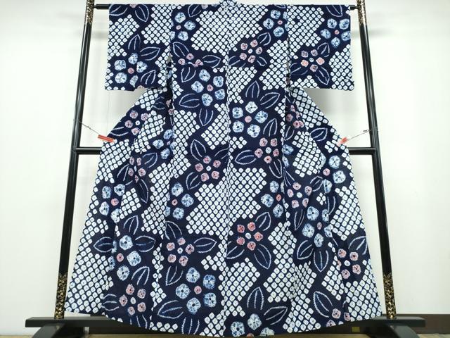 平和屋着物∴夏物　浴衣　有松鳴海絞り　舞花文　綿　逸品　未使用　CABB6760ng