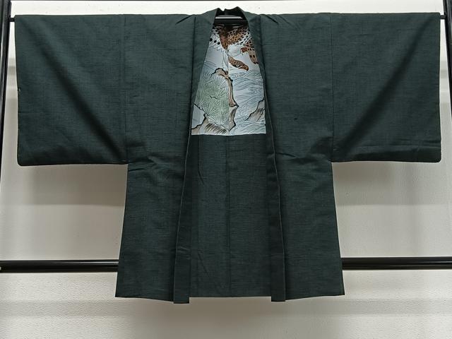 平和屋着物∞男性　羽織　紬地　虫襖色　正絹　逸品　CABD4557ua