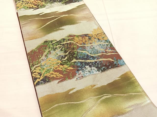 平和屋の平和屋着物◎六通柄袋帯 風景文 金糸 引箔 正絹 逸品 BAAV1737hv｜アングル2