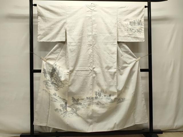 平和屋着物■訪問着　紬地　風景文　暈し染め　正絹　逸品　CAAR8646in...