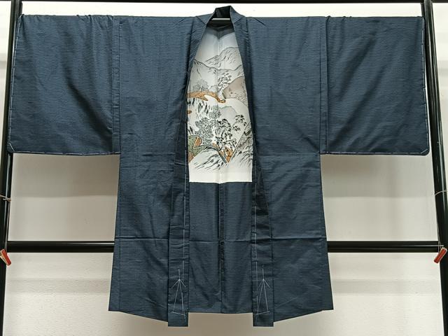 平和屋着物∞男性　長羽織　本場大島紬　100亀甲　総詰め　正絹　逸品　未使用　CABD4564ua