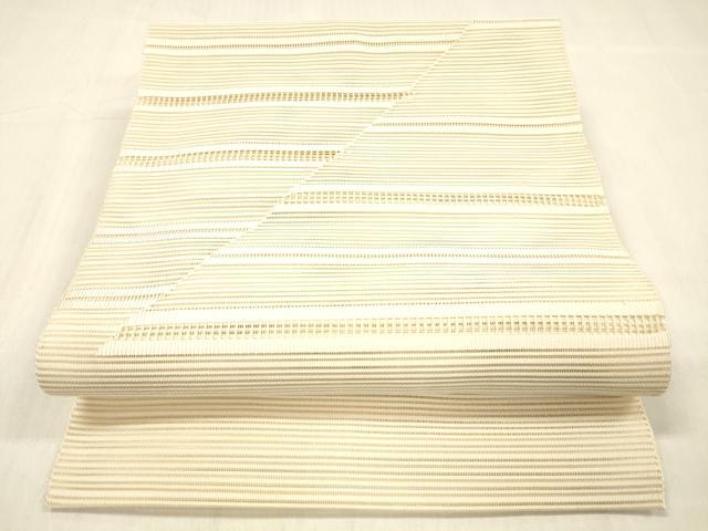 平和屋着物＊夏物　絽綴れ　八寸名古屋帯　横段文　正絹　逸品　DABC8400cm