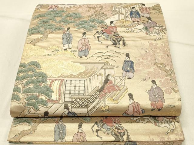 乐天商城 - 平和屋着物◎六通柄袋帯 早春観梅絵巻 金糸 正絹 逸品 DABE3934qp