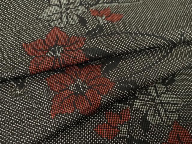 平和屋着物●本場大島紬　7マルキ　花唐草文　正絹　逸品　DABA1613ps