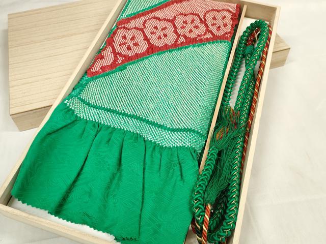 平和屋着物●和装小物　帯締め・帯揚げセット　振袖用　総絞り　花並べ　丸組　金糸　逸品　未使用　DABA7130zzz