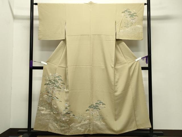 Full-Length Under-Kimono - 平和屋着物●訪問着　刺繍　御所解宝尽くし文　暈し染め　金彩　正絹　逸品　CABA9757gh