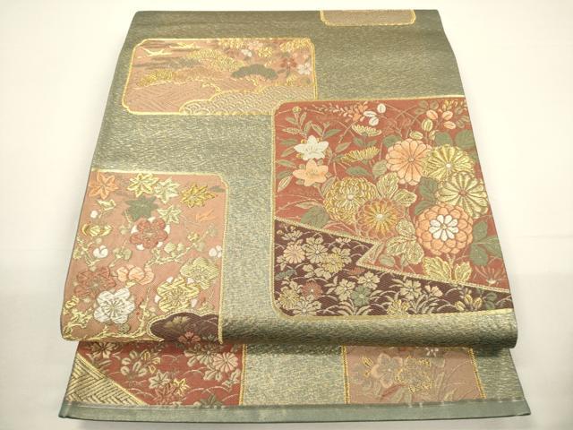 ご成約 SALE開催中!極逸品 名品 吉祥花鳥文　麗しきシャンパンカラー袋帯 SALE開催中!極逸品 名品 吉祥花鳥文 麗しきシャンパンカラー袋帯
