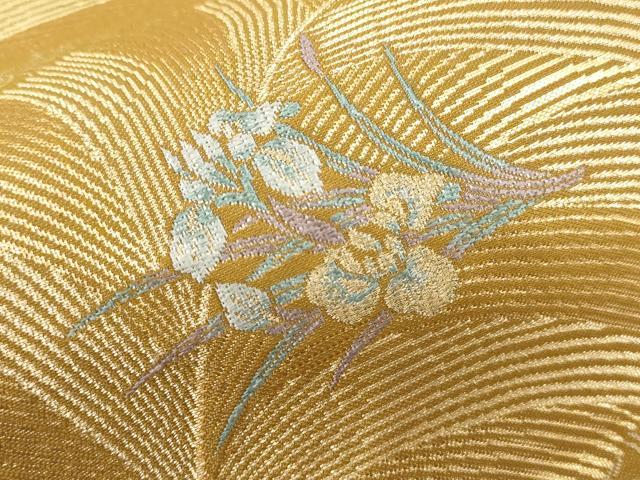 平和屋着物▼西陣　志津香謹製　六通柄袋帯　唐織　彩麗　紹巴　草花間道　金糸　正絹　逸品　CABA5708ak