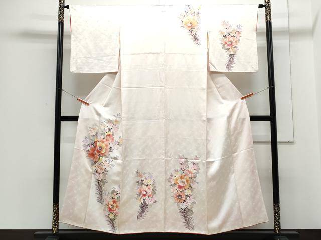 平和屋着物▼訪問着　手描き　草花文　正絹　逸品　CABA8482th