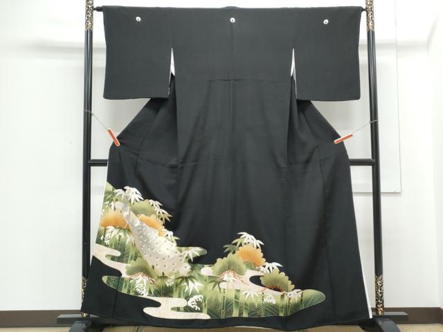 乐天商城 - 平和屋着物▼豪華黒留袖　刺繍　孔雀笹竹文　金彩　正絹　逸品　CABA8552th
