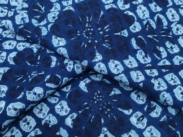 平和屋着物∴夏物　浴衣　有松鳴海絞り　蜘蛛絞り　枝花文　綿　逸品　CABD2407ng