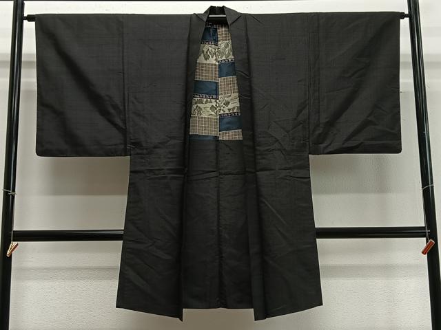 Other - 平和屋着物∞男性　羽織　紬地　縞　黒地　正絹　逸品　CABD4576ua