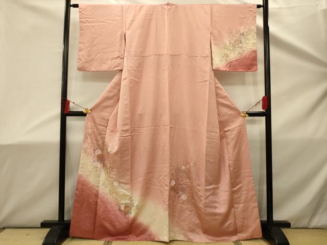 Kimono - 平和屋着物■訪問着　中国三大刺繍　汕頭刺繍　スワトウ刺繍　相良刺繍　御所車花文　暈し染め　正絹　逸品　AABD5416sx